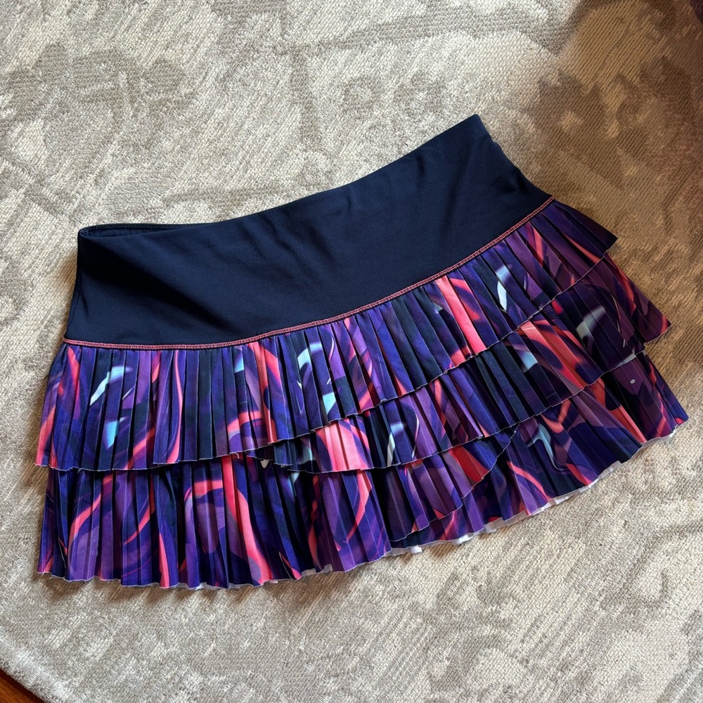 Lucky In Love Tennis Skort Ruffle Tiered Pink Purple Tennis Pickleball Sz Medium